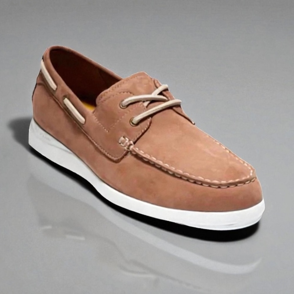 COLE HAAN Grand Atlantic Boat Shoe SIZE 10 MEDIUM Cognac